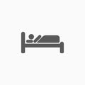 Sleep icon, bed, slumber, doze, drowsiness, hotel