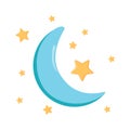 Sleep icon, night moon sleeping symbol. Sky objects pattern for