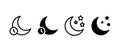 Sleep icon set. Crescent symbol. Sleeping zzz, rest signs Royalty Free Stock Photo