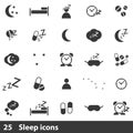 25 sleep icons set