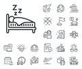 Sleep line icon. Night rest bed sign. Plane jet, travel map and baggage claim. Vector Royalty Free Stock Photo