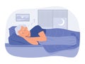 Old Man Sleeping in Bed at Night Royalty Free Stock Photo