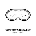 Sleep mask vector isolated. Comfortable sleep illustration item black white vector, good sleep Royalty Free Stock Photo