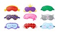 Sleep masks different shapes. Eye protection accessories and prevention of healthy sleep