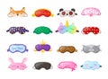 Sleep masks different shapes. Eye protection accessories and prevention of healthy sleep