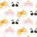 Sleep masks seamless pattern. Flat style. Vector illustration. Printed with cute sleep masks.