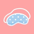 Sleep mask. Blue cute eye mask for sleeping isolated on a pink background. Royalty Free Stock Photo