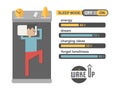 Sleep mode man in concept phone charging vector