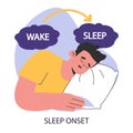 Sleep onset. Transition between wake and sleep. Young man falling asleep