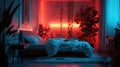 sleep optimization setup including a high-quality mattress, sleep tracker and diffused red light to promote melatonin