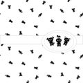 Sleep pattern seamless. Black and white characters on white background. Sleeping little bear, banny, puppy. Royalty Free Stock Photo