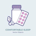 Sleep pills vector isolated. Comfortable sleep illustration item.