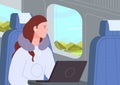 Sleep in plane. Napping woman with headphones and neck pillow sleeping indoor airplane, nap female passenger sitting on