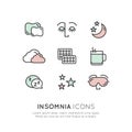 Sleep problems and insomnia icons Royalty Free Stock Photo