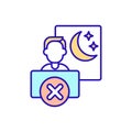Sleep problems of job change RGB color icon