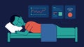 Sleep Quality Metrics An athlete peacefully sleeping with a bedside device displaying a graph of their sleep quality and