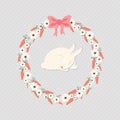 Sleep rabbit inside carrot wreath