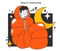 Sleep in a sleeping bag in emergency situation. Energy crisis, how to live