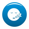 Sleep smile icon blue vector