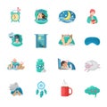 Sleep Time Flat Icons Set Royalty Free Stock Photo