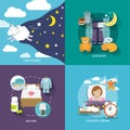 Sleep time icons flat