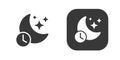 Sleep time night mode simple icon graphic vector set, nighttime bedtime black white pictogram shape silhouette, do not disturb