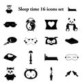 Sleep time 16 simple icons set Royalty Free Stock Photo