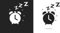 Sleep time zzz clock icon simple vector graphic illustration set, black white alarm watch snoring symbol pictogram shape Royalty Free Stock Photo