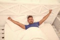 Sleep well live fully awake. World Sleep Day. Benefits of good healthy sleep. Breathe Easily Sleep Well. Handsome man in Royalty Free Stock Photo