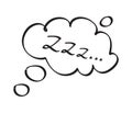 Sleep zzzz vector set in hand drawn doodle set. Insomnia icon in sketch style. Doodle sleepy symbol Royalty Free Stock Photo