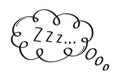 Sleep zzzz vector set in hand drawn doodle set. Insomnia icon in sketch style. Doodle sleepy symbol Royalty Free Stock Photo