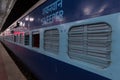 Sleeper class coach,night train in India.