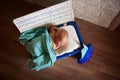 Sleeper newborn baby in white box