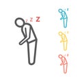 Sleepiness line icon. Sleeping man. Vector sign for web graphics. Royalty Free Stock Photo