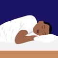 A sleeping African american man. Vector, cartoon