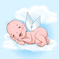 Sleeping angel baby in the cloud