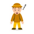 Sleeping Archeologist Cartoon Character