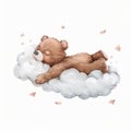 Sleeping baby bear on a cloud.... Royalty Free Stock Photo