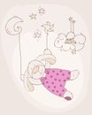 Sleeping Baby Bear Cute Card Royalty Free Stock Photo