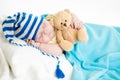 Sleeping baby boy with toy Royalty Free Stock Photo