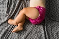 Sleeping baby with cloth diaper. Top view. Ecology reusable organic diaper. Copy space Royalty Free Stock Photo