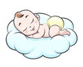 Sleeping baby on cloud Royalty Free Stock Photo