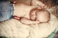 Sleeping baby. Comfort, relax, tranquility Royalty Free Stock Photo