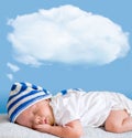 Sleeping baby with dream cloud