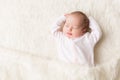 Sleeping Baby, New Born Kid Sleep in Bed, Beautiful Newborn Infant Royalty Free Stock Photo