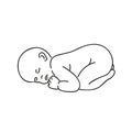 Sleeping baby outline hand drawing isolated on white background Royalty Free Stock Photo