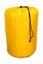 Sleeping bag, yellow, tourist isolated on white background. designed for hiking and camping tents