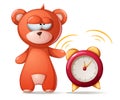 Sleeping bear illustration. Funny, cute alarm clock.