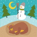 Sleeping bear in lair season outside is winter Royalty Free Stock Photo