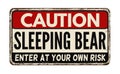 Sleeping bear vintage rusty metal sign